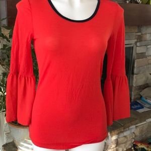 Orange bell sleeve top NWOT